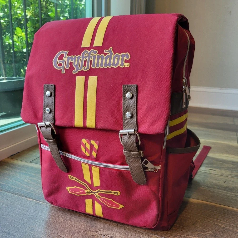 Harry Potter Gryffindor Quidditch Maroon Canvas Backpack Hogwarts Branded Straps